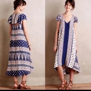 Anthropologie Maeve Dress “Summertide” Asymmetrical Midi Loose Fitting NWOT SM
